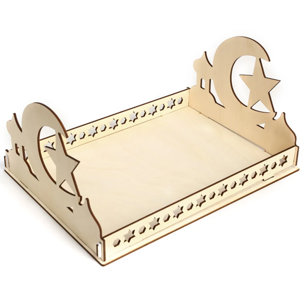

DIY Eid Mubarak Dessert Tray Muslim Home Decoration Ramadan Decoration 2022 Food Holder Hollow Craft Serving Tableware Party