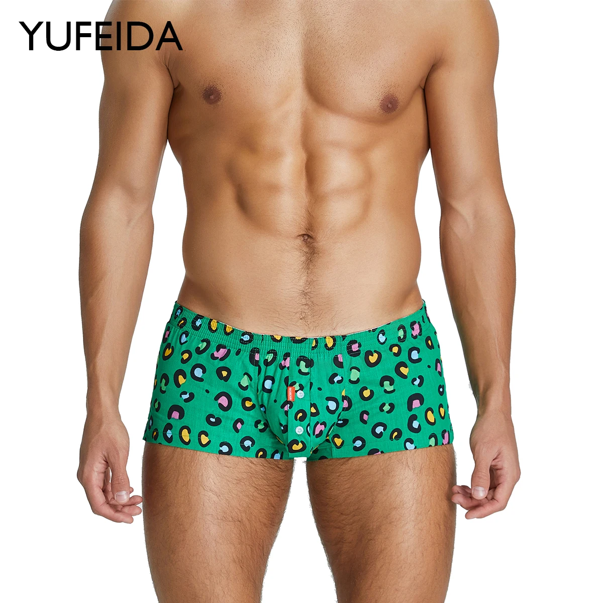 

YUFEIDA Casual Cotton Shorts Hombres Boxershorts Mens Pyjama Shorts Tracksuit Printed U Convex Trunks Men Sleep Bottoms Pajamas