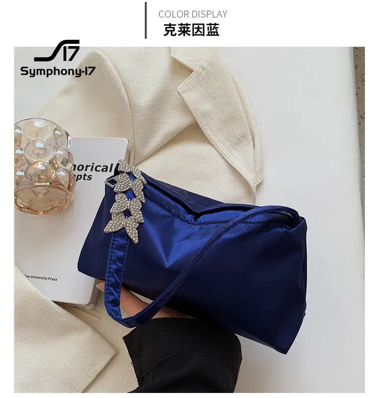 Premium bag women's niche dinner silk shoulder bag new fashion diamond butterfly trend tote armpit bag