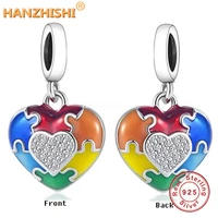 real 925 sterling silver colourful heart dangle charms beads fit original brand bracelet necklace jewelry valentines day gift