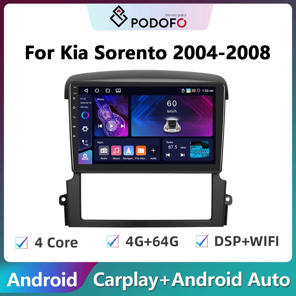 Автомагнитола Podofo 2Din Android мультимедийный видеоплеер для Kia Sorento BL 2002-2011