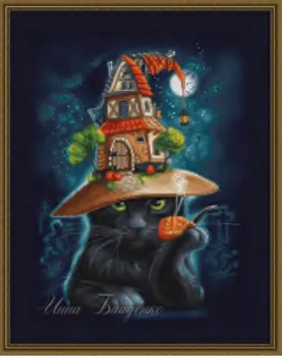 

Cat on Night Embroidery Cross Stitch Kits, Craft DIY Needlework, Cotton Canvas, High-Quality, 39-49