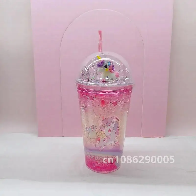 450 мл летняя соломенная чашка с единорогом двойная пластиковая для льда