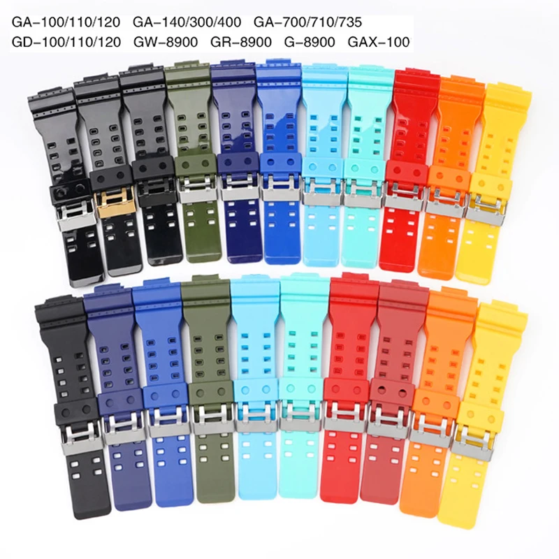 

16mm Resin Silicone Watch Band for Casio G-SHOCK GA-100/110/140/200/400/700 GD-100 G-8900 GW-8900 Men Sport Strap Accessories