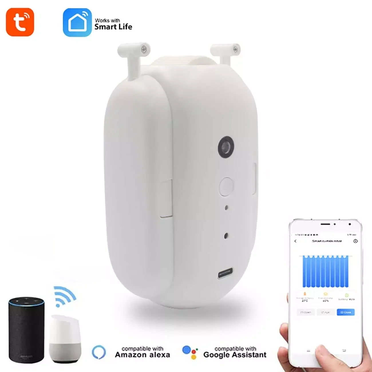 

NEW IN Smart Curtain Motor BT Voice Control Curtain Robot Motor APP Control Timer Setup Compatible with Alexa Google Home