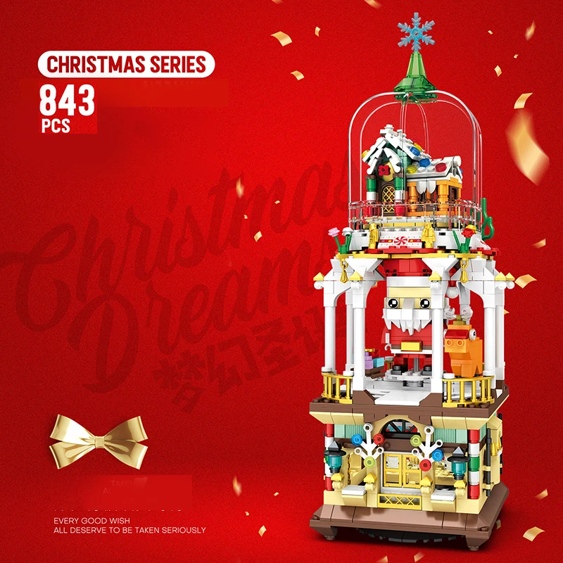 

Рождественский домик, модели Санта-Клауса, подсветка, набор «сделай сам», коллекционный дисплей, поворотные модели, ролевые игры, детские игрушки, подарки, 845 шт.