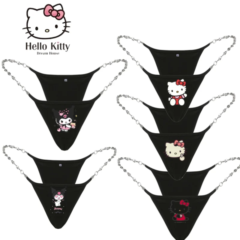 

Женские трусики в стиле аниме Hello трусики kitty, сексуальное нижнее белье, женские металлические стринги, Симпатичные трусики Kuromi, Дамский подарок