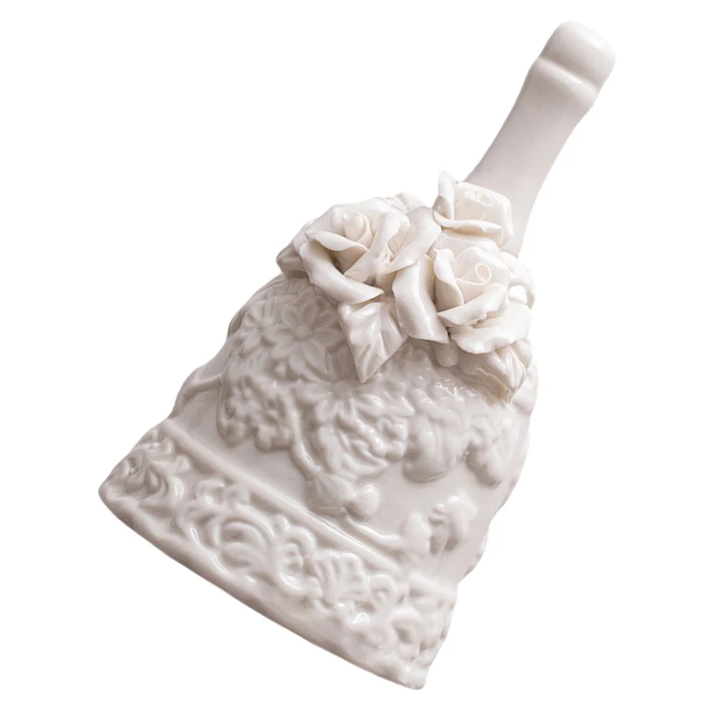 

Hand Ring Bell Wedding Decor Retro Call Ceramic Carved Adornment Music Ceramics Desktop Ornament Dinner Party