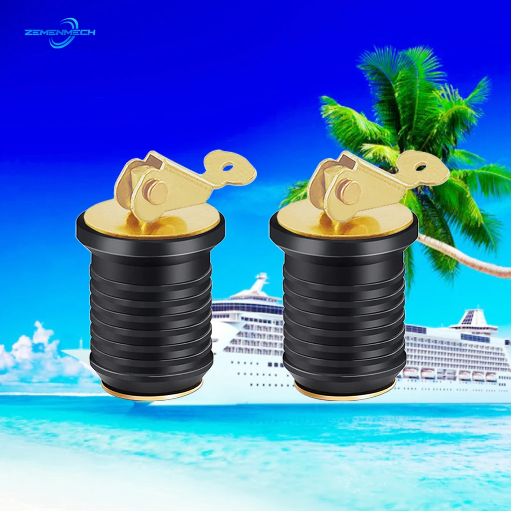 

2PCS Bait Well Plug Brass Screw Type Compression Plug Drain Plug Bung Socket Marine Coolers Hulls Expandable Rubber Marine Boat