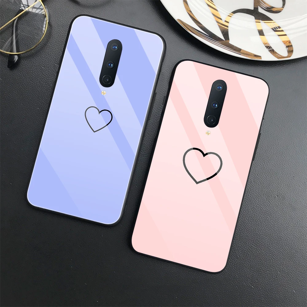

Pink Love Heart Case for OnePlus 8 9 7 10 Pro 7T 8T 9Pro 9R 9RT 5 5T 6 6T Nord N20 N10 2 5G N100 Glass Back Shell Cover Fundas