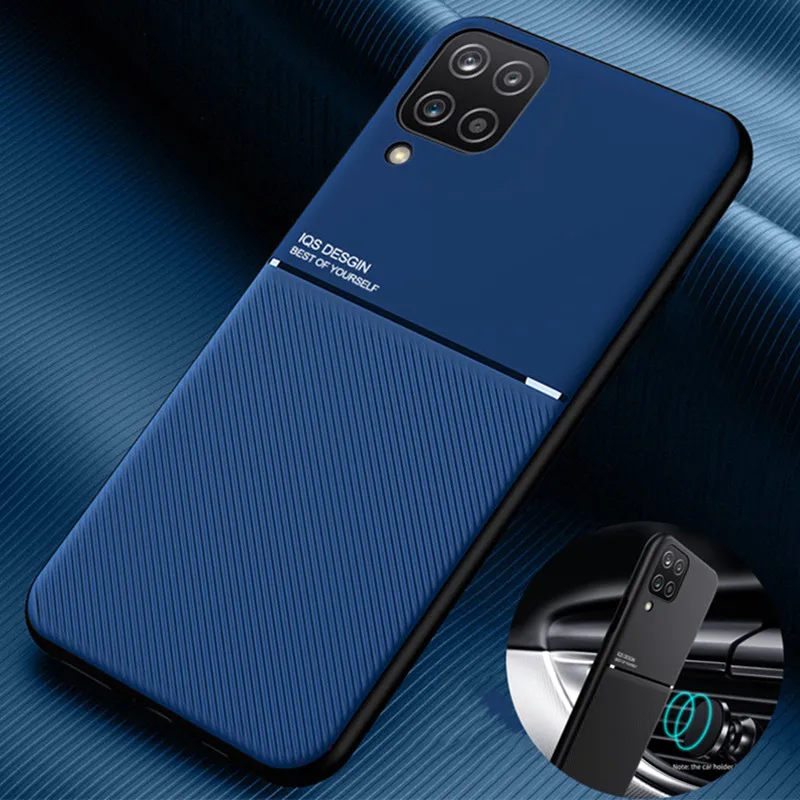 

For Samsung Galaxy A12 6.5" Case Magnetic Car Holder Phone Cover For Samsung A12 GalaxyA12 A 12 SM-A125F A125 Soft Leather Cases