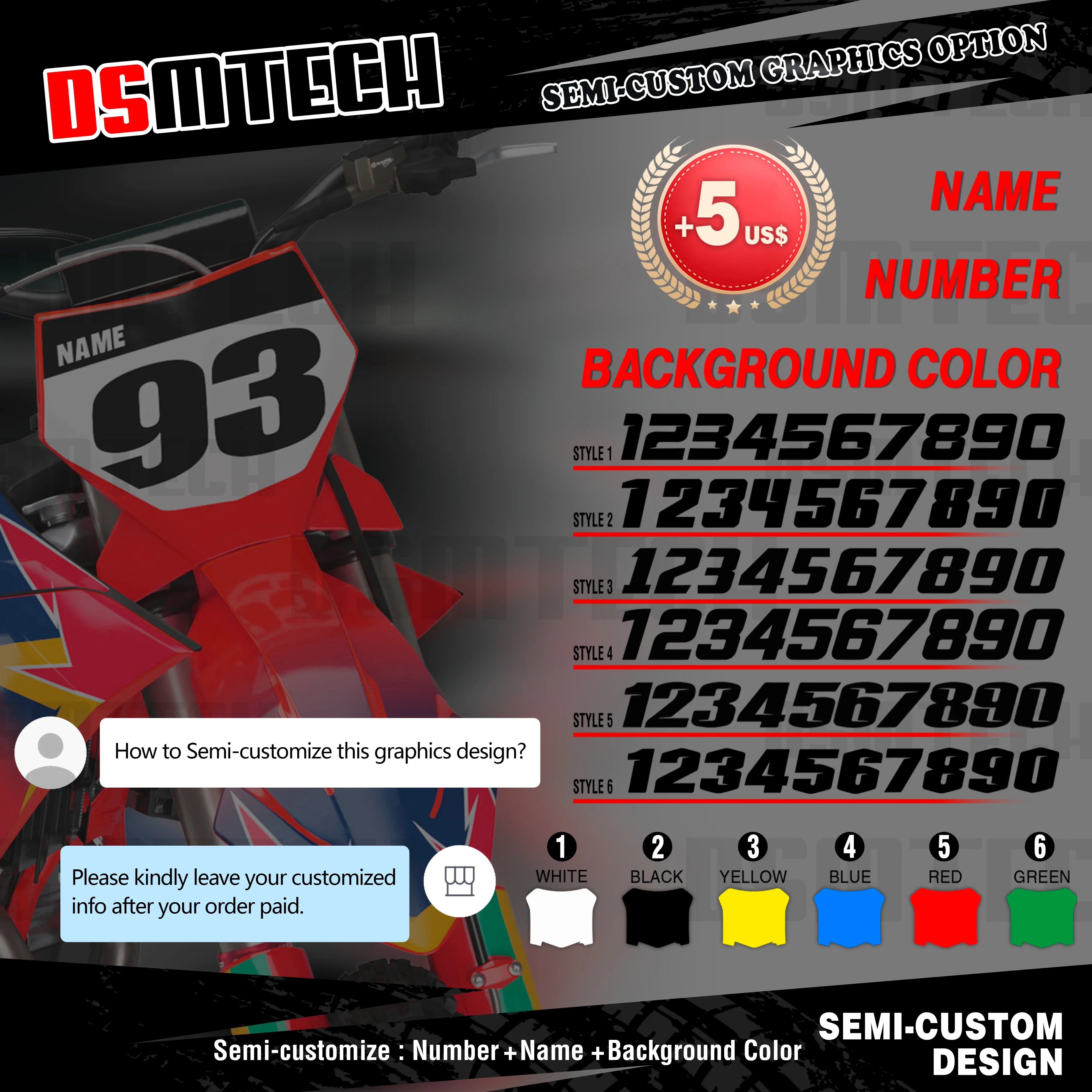 DSMTECH графические наклейки наборы для HONDA CR125 CR250 CR 125 250 2002-2012 задний фон мотоцикла с