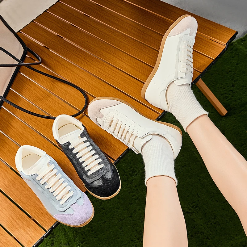 Platform Sports Shoes Girls Flats Running Genuine Leather Casual Sneakers Women Trends 2023 Fashion Chunky Elegant Tennis Female