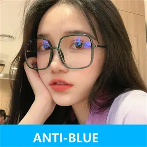 Square Thick Frame Fashion Glasses Anti UV Shatterproof High Definition  Vision Glasses for Ladies Trendy Decoration Top Black And Bottom Bean Curd  Frame 