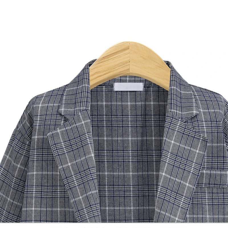 Ladies Suits Autumn and Spring Elegant Office Plaid Long-sleeved Single-breasted Pocket Suit Jacket + Skirt Suit 2023 New