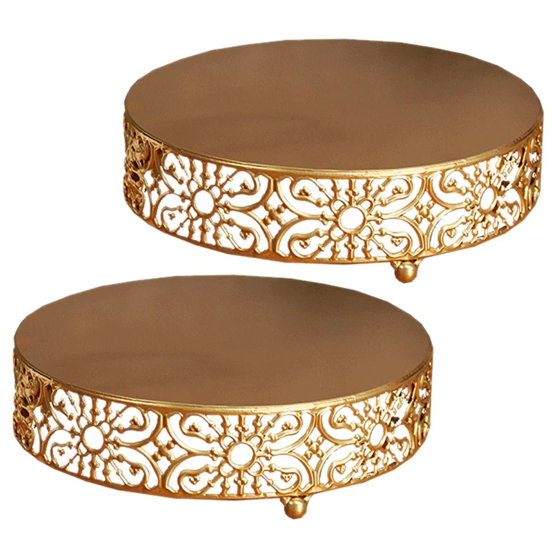 

2X Gold Wedding Dessert Tray Cake Stand Candy Display Plate For Wedding Cupcake Pan Party Supply