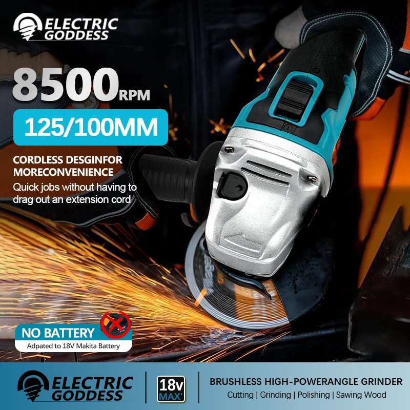 Электрическая угловая шлифовальная машина Goddess 125/100 мм беспроводная точилка для