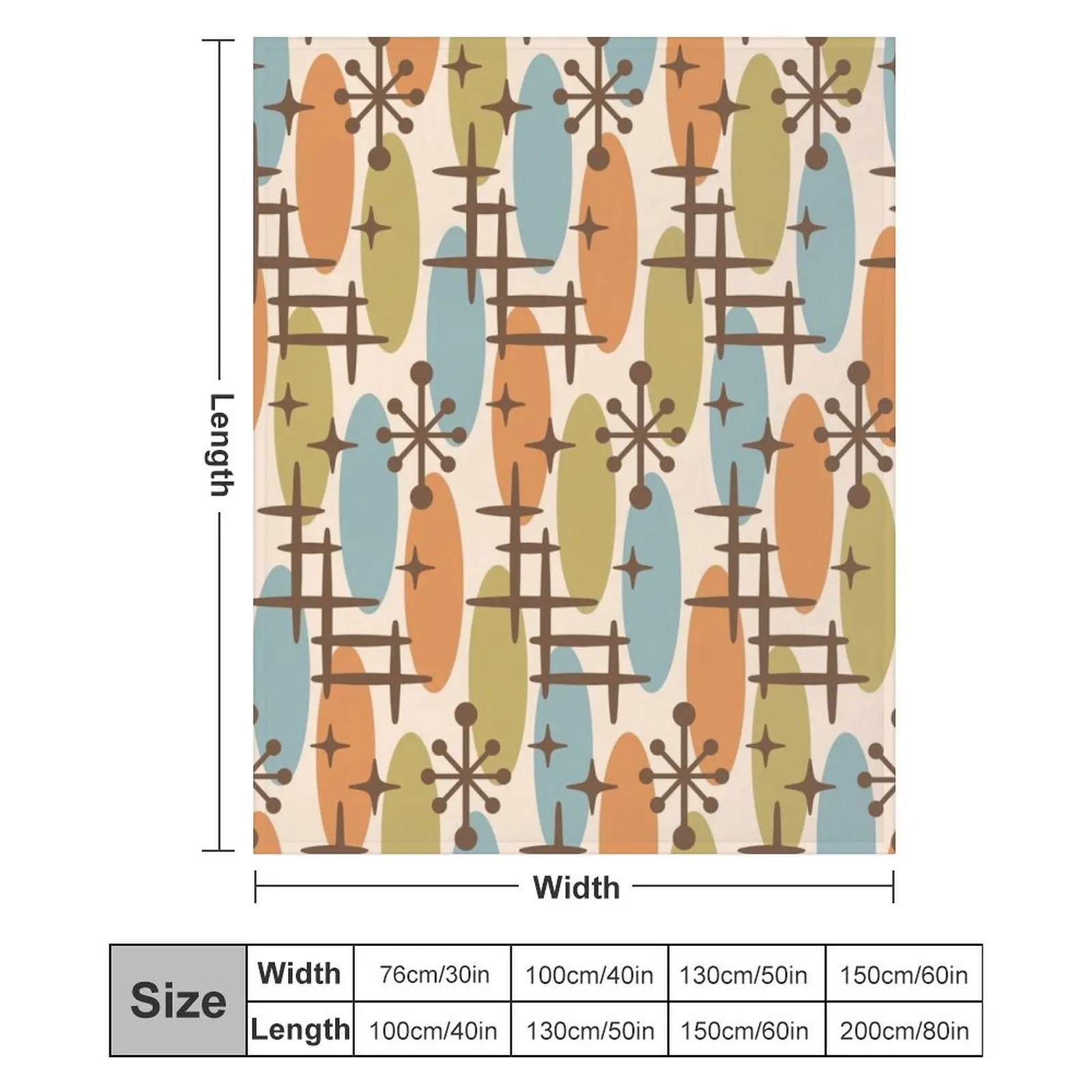 Красочное современное одеяло середины века с рисунком космического серфера 135