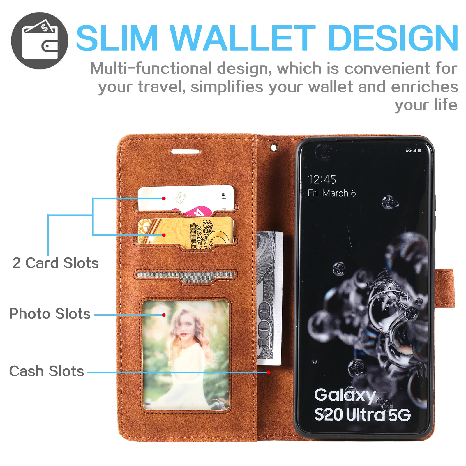 Leather RFID Blocking Flip Case For Galaxy S20 Plus S21 S22 Ultra S10 S9 S8 S7 Edge Note 9 10 Note20 8 Protect Stand Card Slots