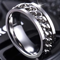 classic rotatable chain rings for women men gothic titanium steel spinner ring chain ring men bottle opener ring fashion jewelry