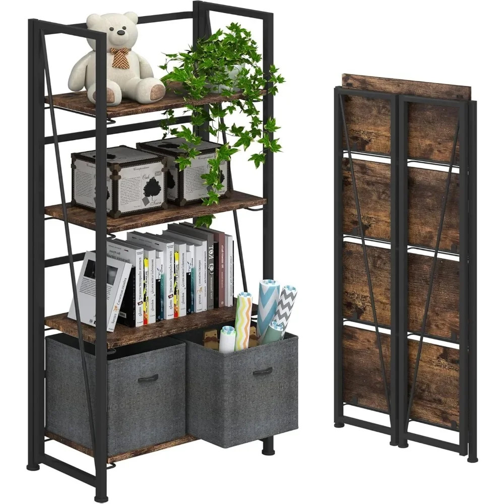 Складная книжная полка в сборе полки для хранения 4 яруса винтажный книжный шкаф