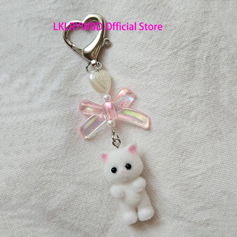 Милый брелок с бантиком в форме сердца котенка котенок каваи розовый бант