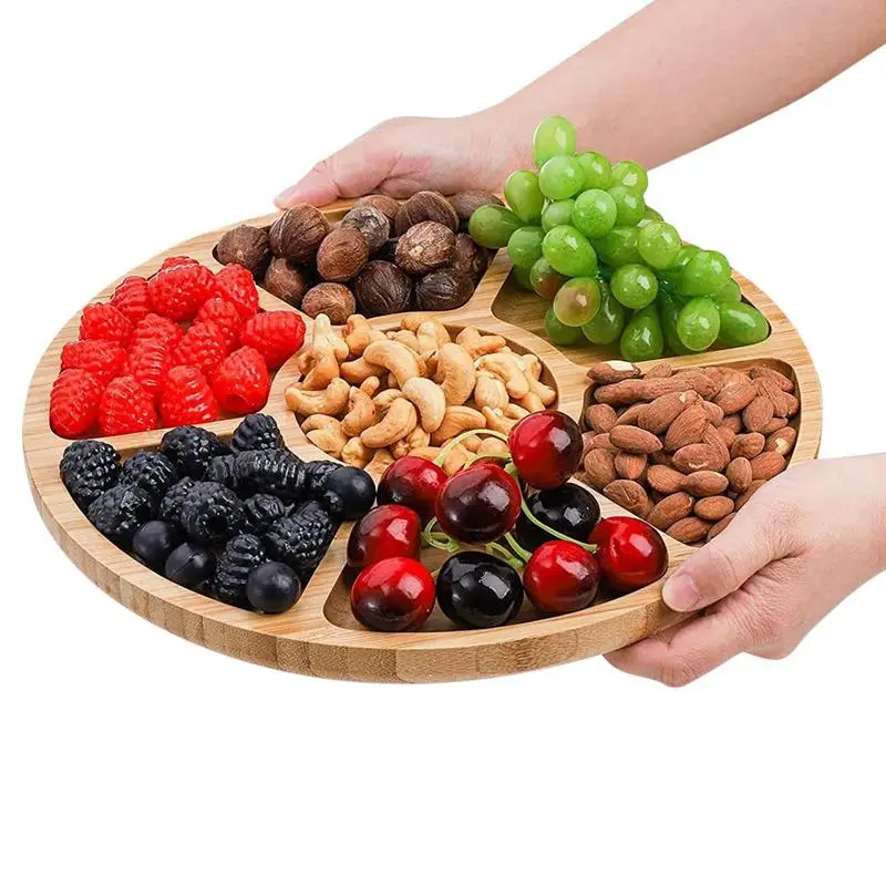 

Bamboo Nuts Storage Platter Tray Divided Serving Tray With 5 Compartments Fit For Serving Dishes Serving Platters Chip And Dip
