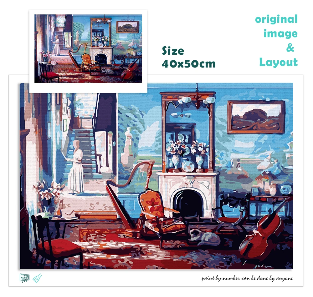 Набор для рисования по номерам на холсте пейзаж ручная роспись