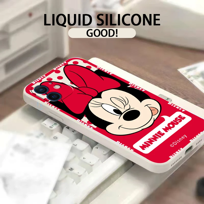 Disney Minnie Mickey Mouse For iPhone 13 12 11 14 Pro Max XSMax XR XS X 6s 7 8 Plus SE Mini Phone Cases White Soft Case Black images - 6