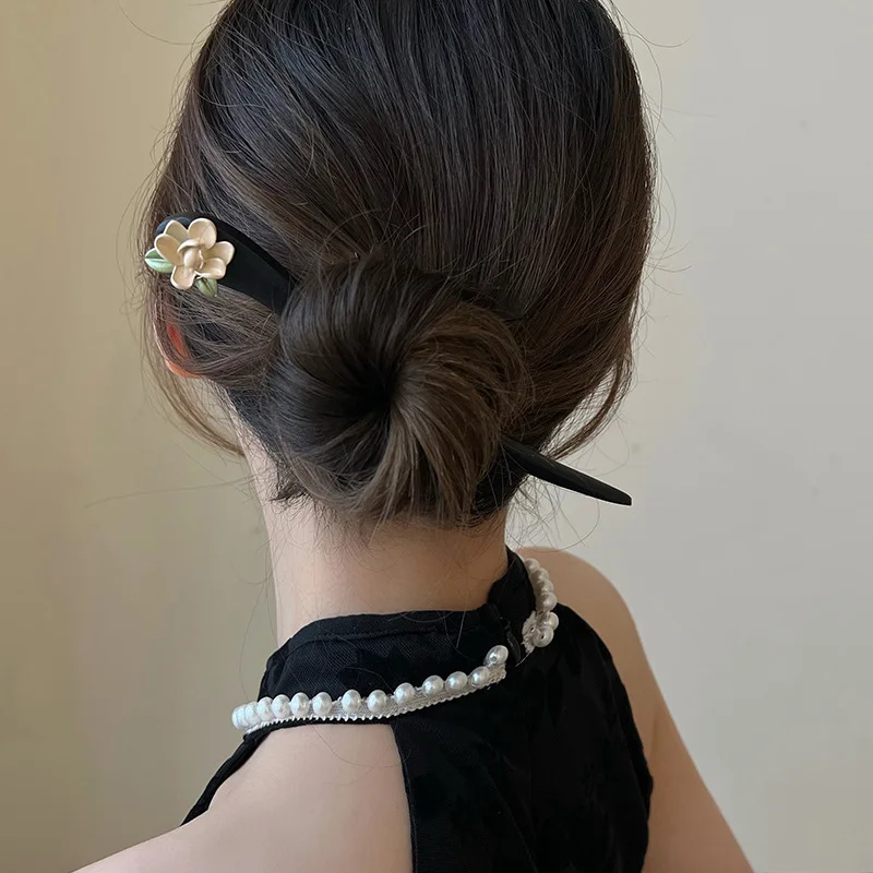

Ruoshui Woman Wooden Hanfu Hairpin Antique simple Hair Sticks Ladys Ponytail Holders Female Tiara Ornaments Hair Accessories