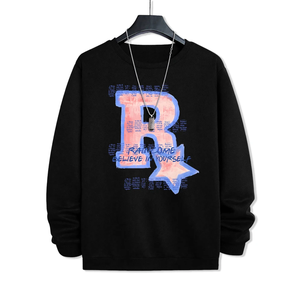 Мужская свободная флисовая толстовка с капюшоном в стиле Харадзюку