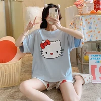 hellokitty cotton new pajamas female summer sweet students cute kt cat short sleeved home wear set summer