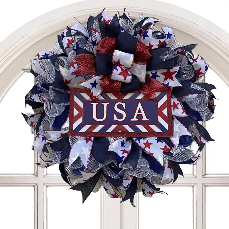 

Patriotic Wreath Patriotic Wreath For Independence Day Door Decor Memorial Day Decorations For Garden Hotel Front Door Labor Day