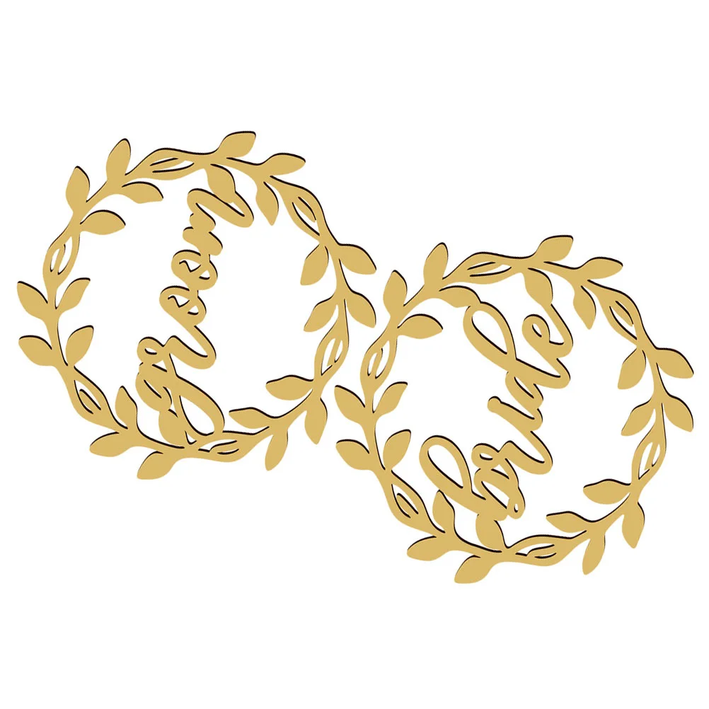 

2 Sets Natural Wooden Bride and Groom Chair Signs Wedding Chair Back Decoration