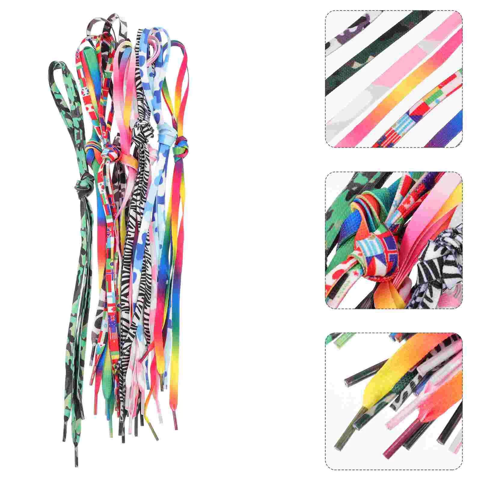 

10 Pairs Colored Shoelaces Short Kid Sneakers Replacement Elastic Casual Wide Boots Flat Athletic
