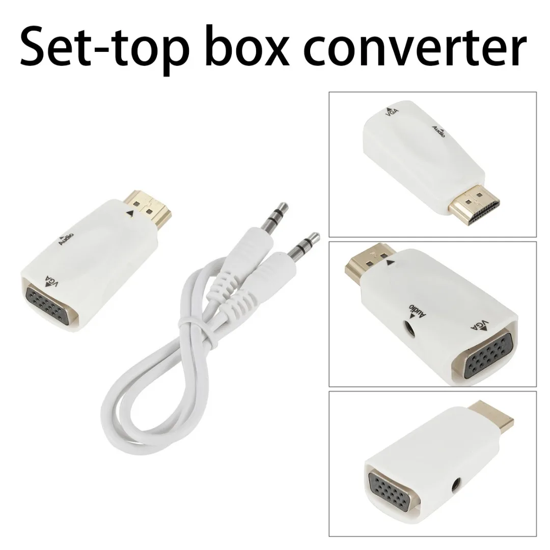 Видеоадаптер hdmi-совместимый с VGA штекер-гнездо конвертер 3 5 мм разъем аудио HD 1080P