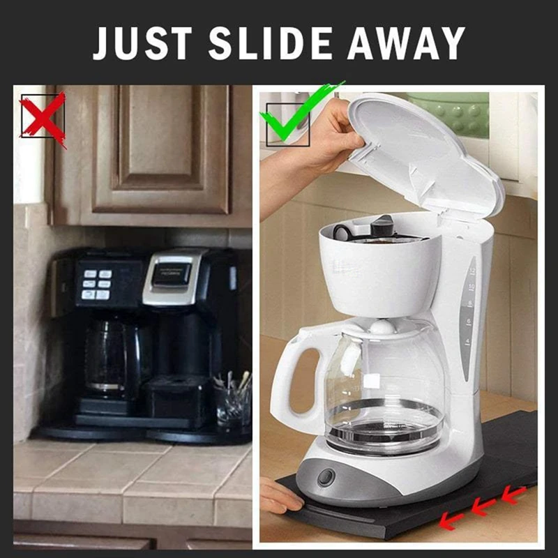 1 Piece Kitchen Appliance Sliding Tray Rolling Countertop Storage Moving Slider Black Handy Caddy Plate