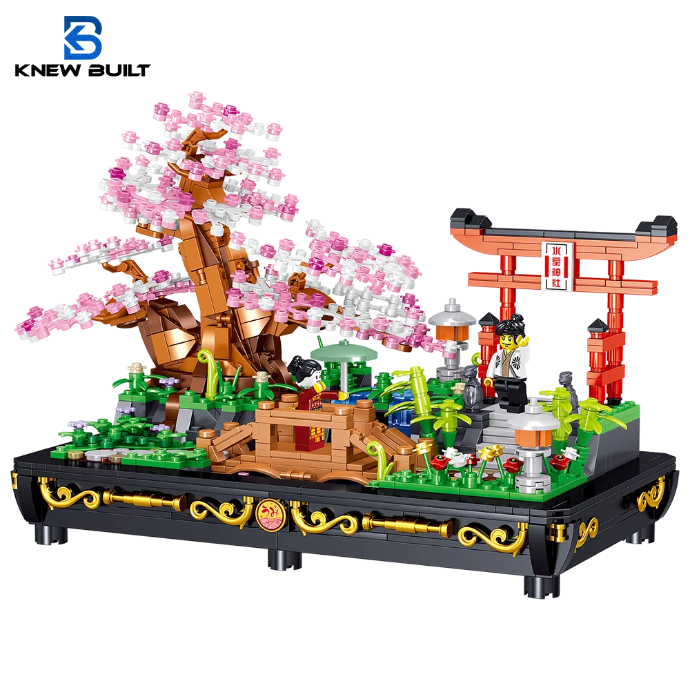 

KNEW BUILT Cherry blossoms Bonsai Building Blocks 3D Model Toy Home Decoration Plant Green Pine Doofu Succulent Assembly Brick