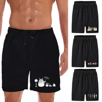 men summer casual shorts new running fitness elastic waist breathable short pants drawstring cartoon print hip hop streetwear