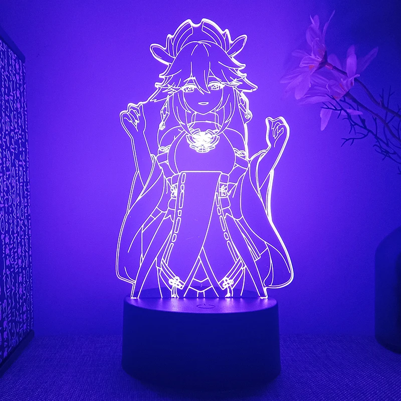 Genshin Impact Yae Miko 3d Led Lamp For Bedroom Anime Figure Night Lights Manga Avatar Action Room Decor Children's Gift