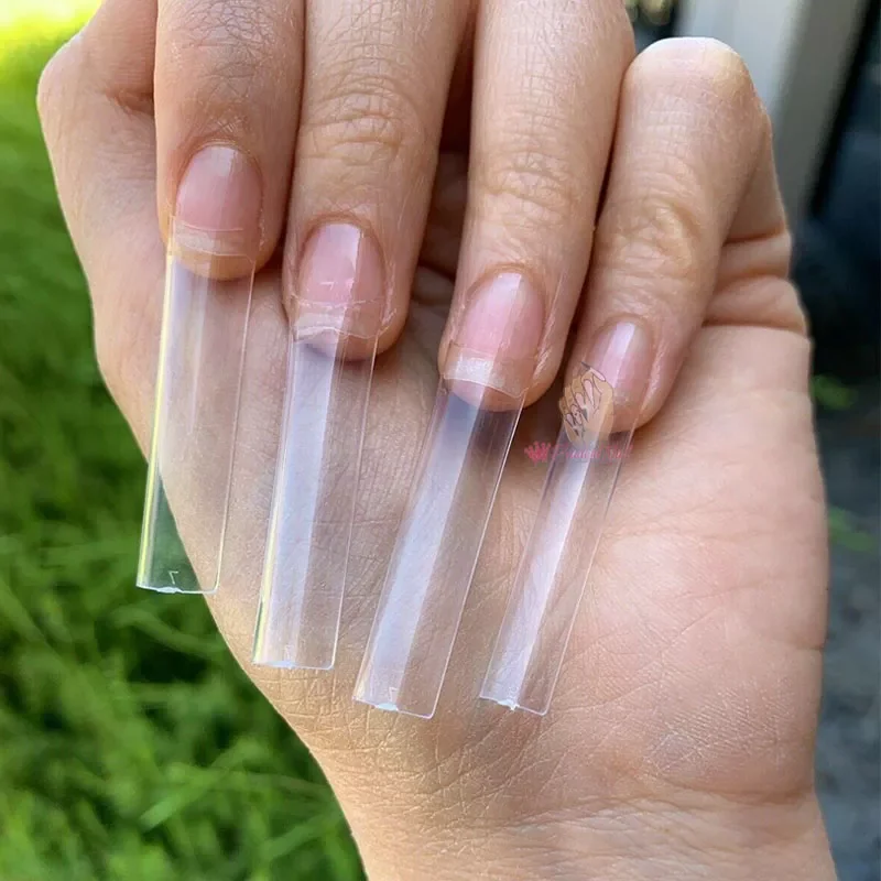 

500pcs No C Curve XXL Square Straight False Nail Tips Half Cover Clear Extra Long Fake Nails