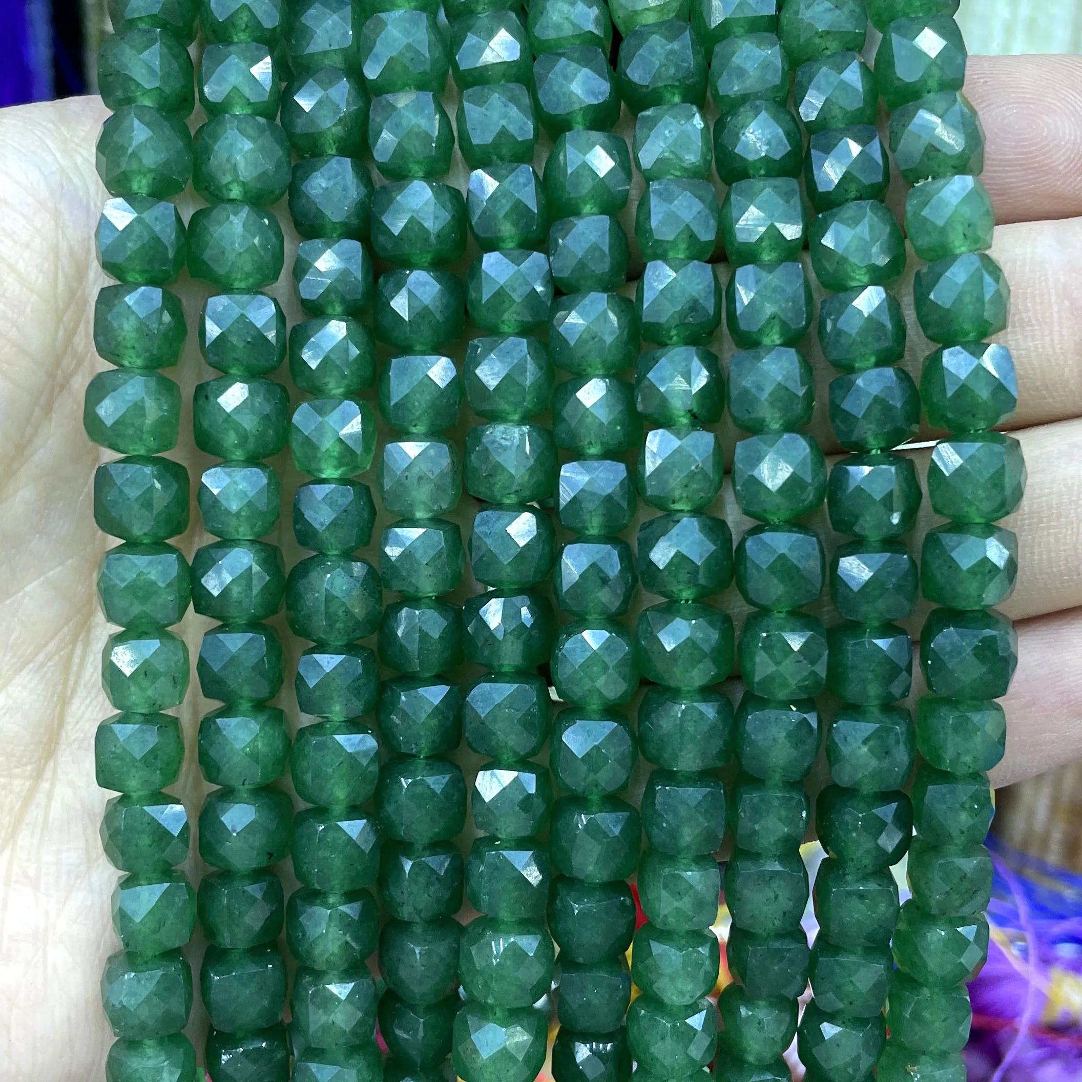 Бусины Из Натурального халцедона и изумруда 7-8 мм