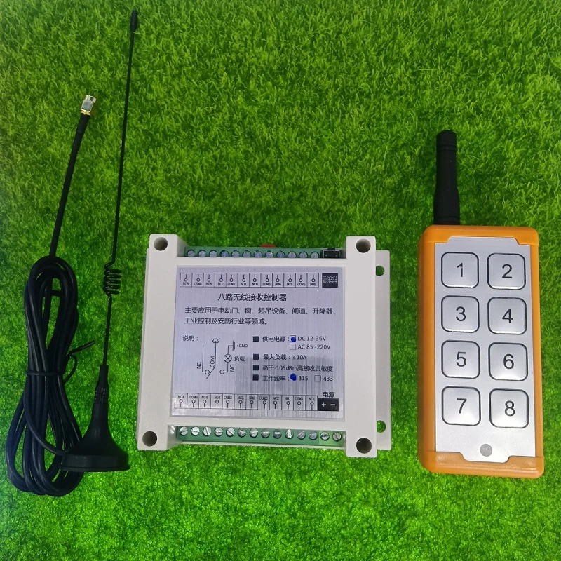 

DC 12V 24V 36V 8CH 8Channel Wireless Remote Control LED Light Switch Relay Output Radio RF Transmitter And 315/433 MHz Receiver