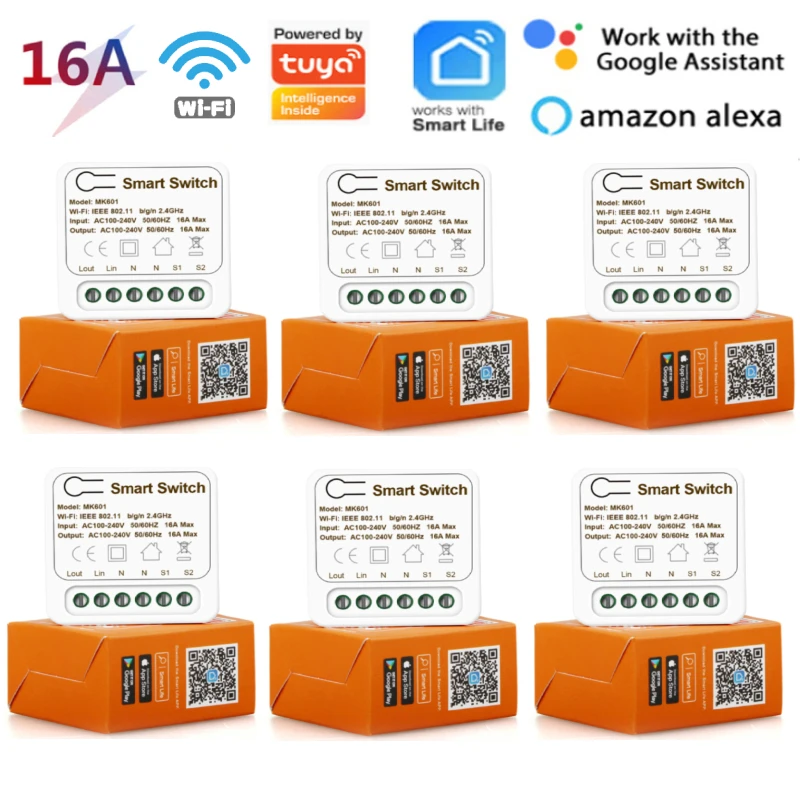 

Умный мини-выключатель с поддержкой Wi-Fi, 16 А