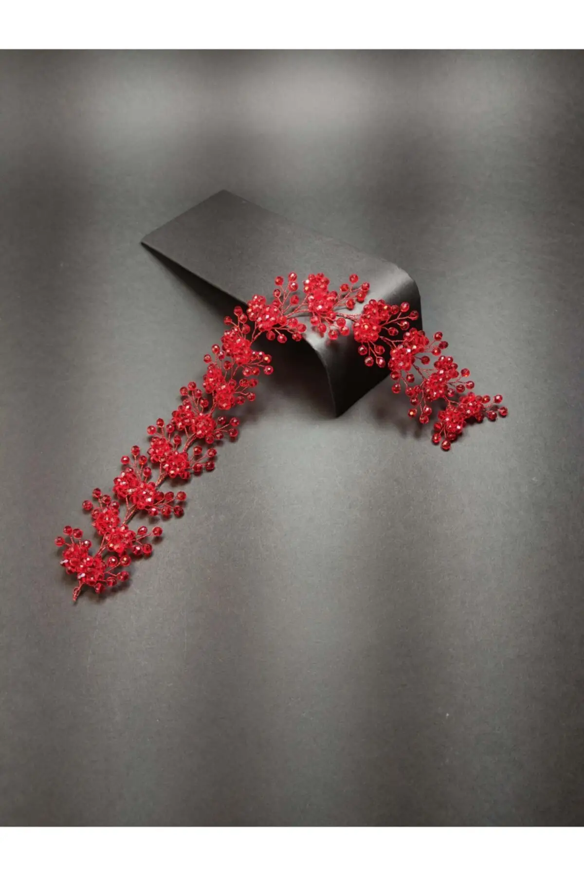

Bridal Accessories Transparent Red Color Handmade Glass Beads Wedding Hair Accessory Bridal Crown For Wedding