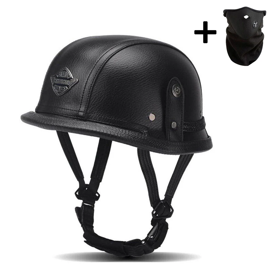 

Retro Leather Motorcycle Helmets Vintage Half Casco DOT Approved Moto Chopper Vespa Motorbike Casque Capacete De Moto Masculino