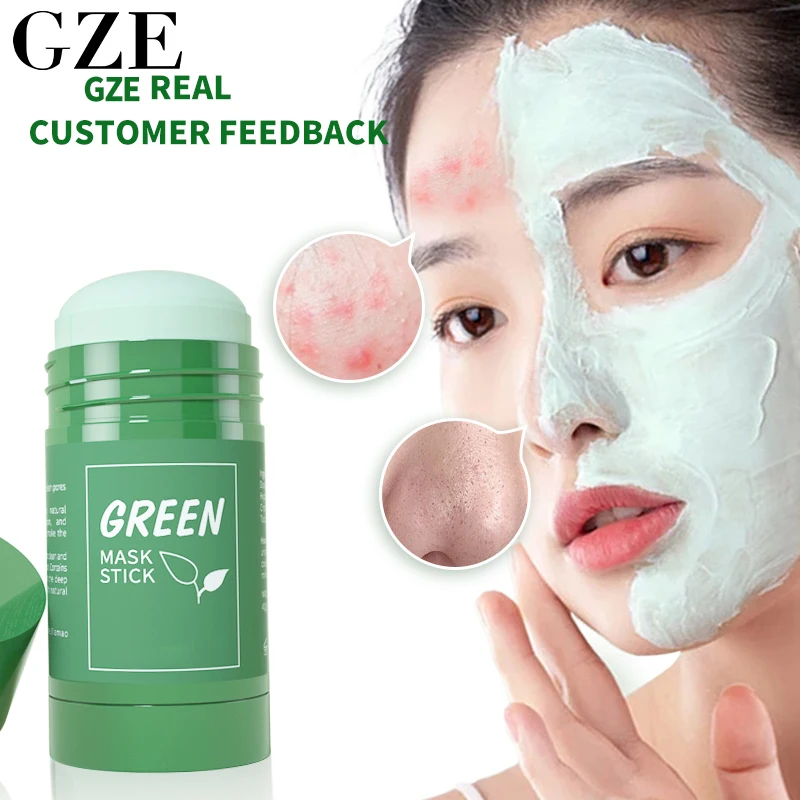 

GZE Green Tea Mask Stick for Face Blackhead Remover Deep Pore Cleansing Brightening Facial Purifying Clean Matcha Clay Mud Mask