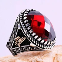 2022 couples matching gothic accessories mens womans ring trendy diamond mirror wine ruby hip hop punk nightclub jewelry