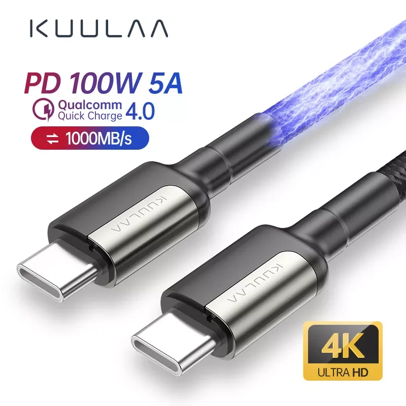 

PD 100W USB C to Type C Mobile 5A Fast Charging Wire Cord For Macbook iPad USB C