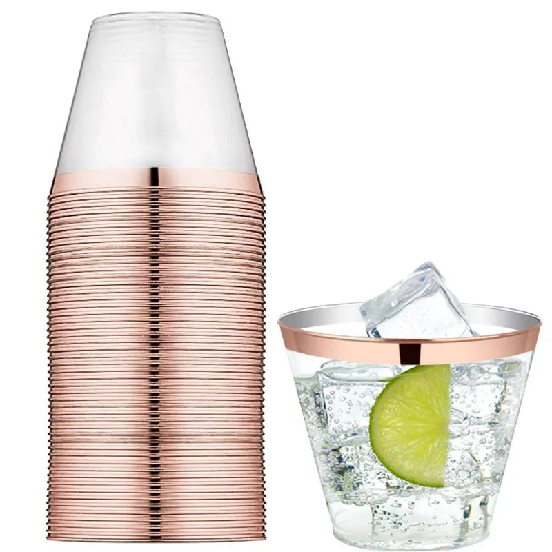 

Rose Gold Disposable Rose Gold Transparent Bronzing Cup Plastic Cup Custom Wholesale party supplies decoration